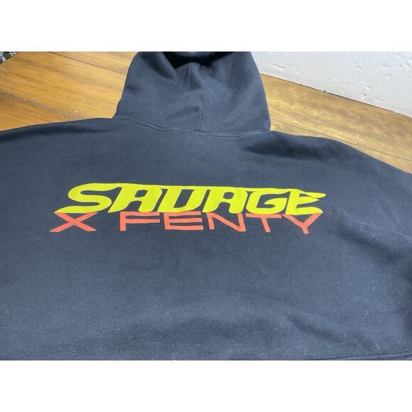 Savage X Fenty Rihanna Essential Racer Oversized Cropped Hoodie Black Large - Picture 13 of 14